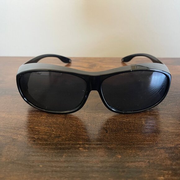 Fit Over Black Glossy Wraparound Sunglasses Frames Only 60-15-130 mm - Picture 1 of 5